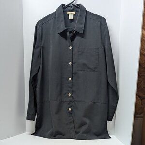 TravelSmith Black Long Sleeve Button Down Tunic